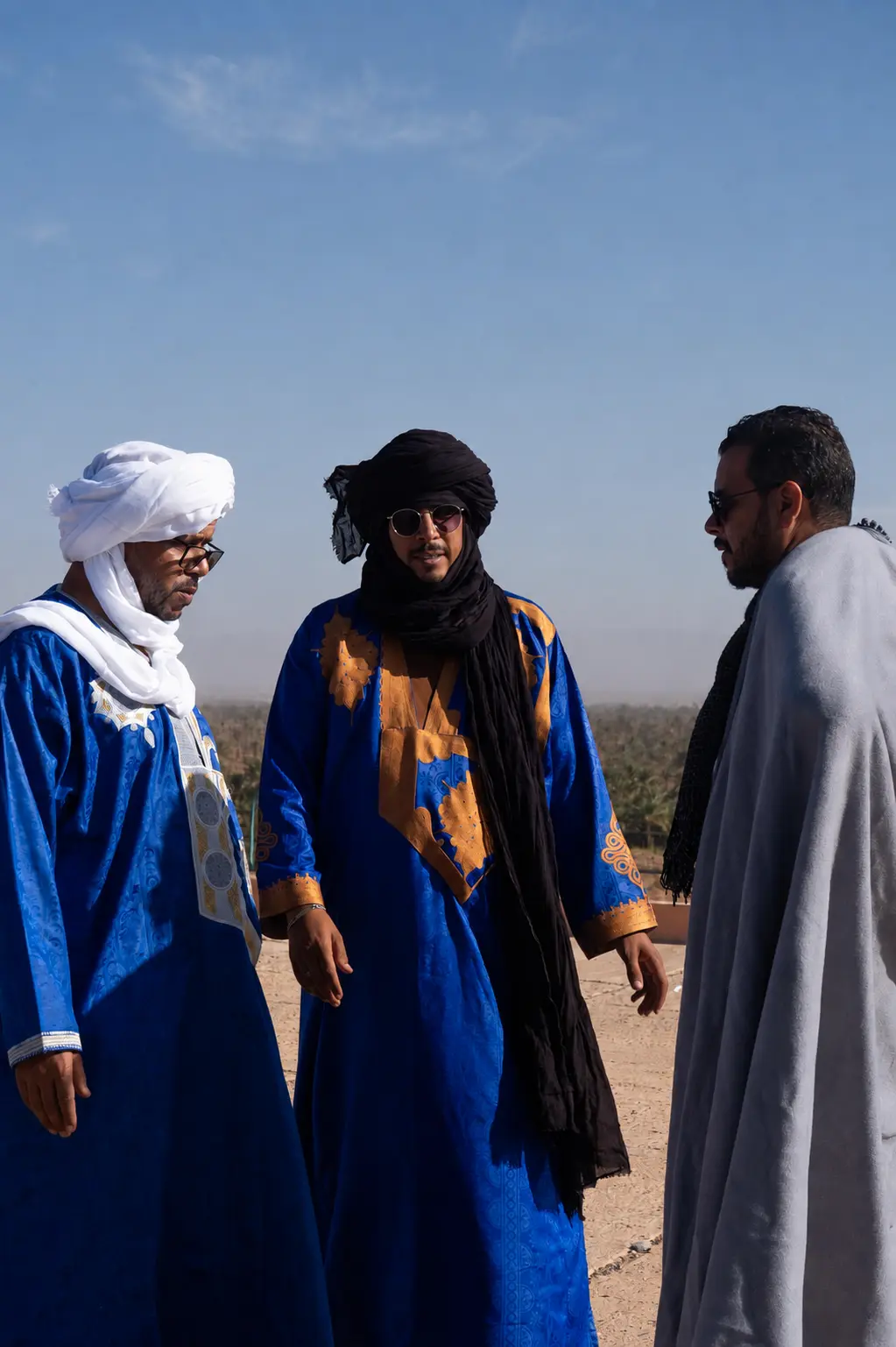 Oualid with members of the Arabian Nights Desert Camp team in southern Morocco